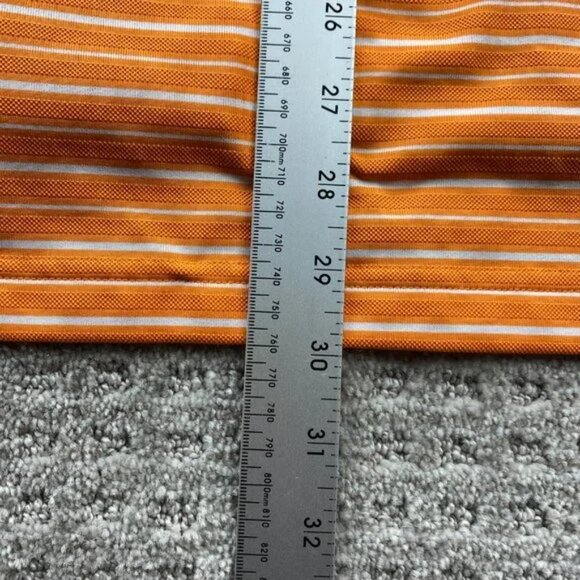 Adidas CLIMALITE Golf Shirt Men Medium M Orange Striped 100% Polyester Golfing - Picture 8 of 8